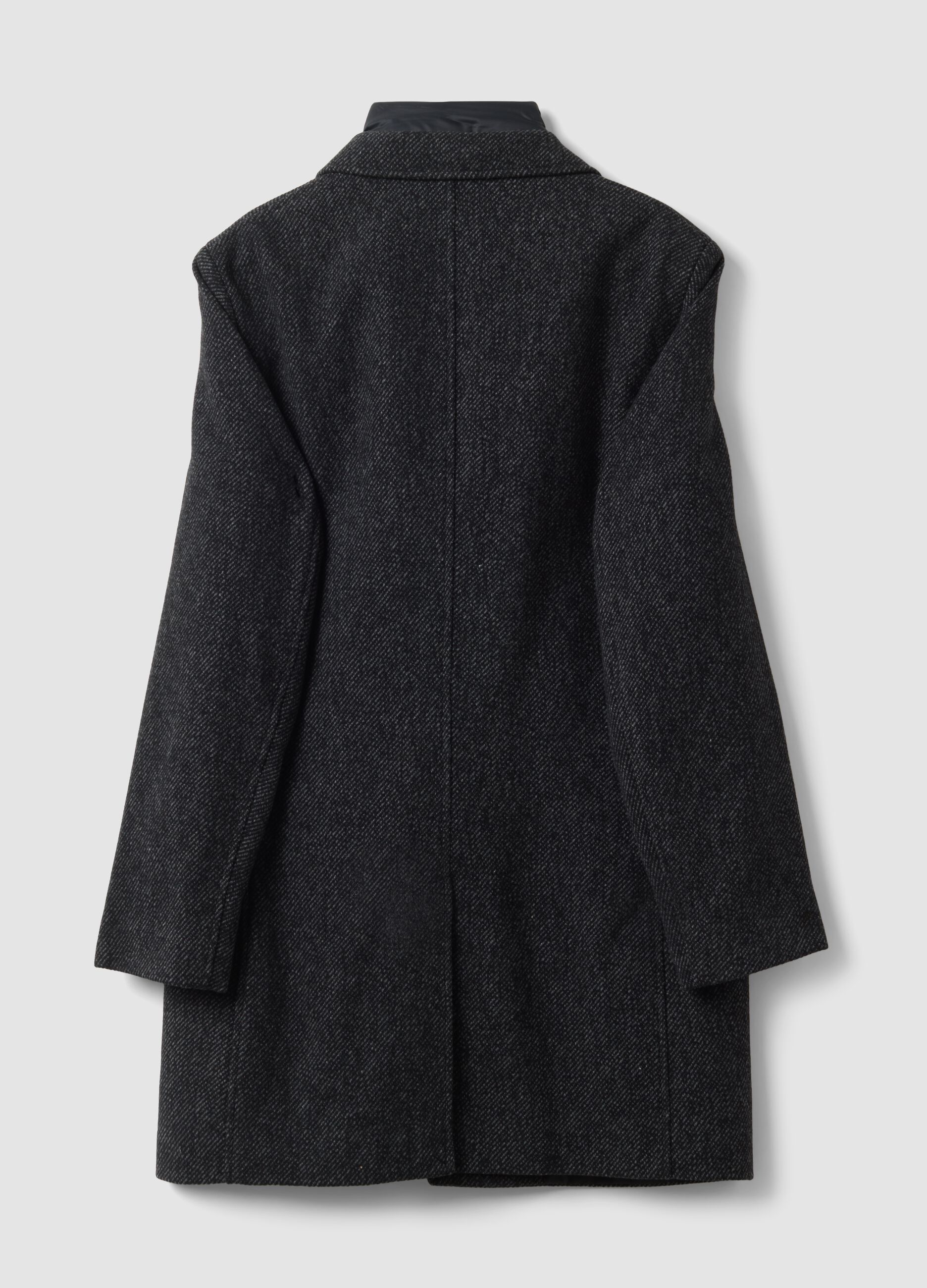 Grey padded wool and viscose blend coat, regular fit
