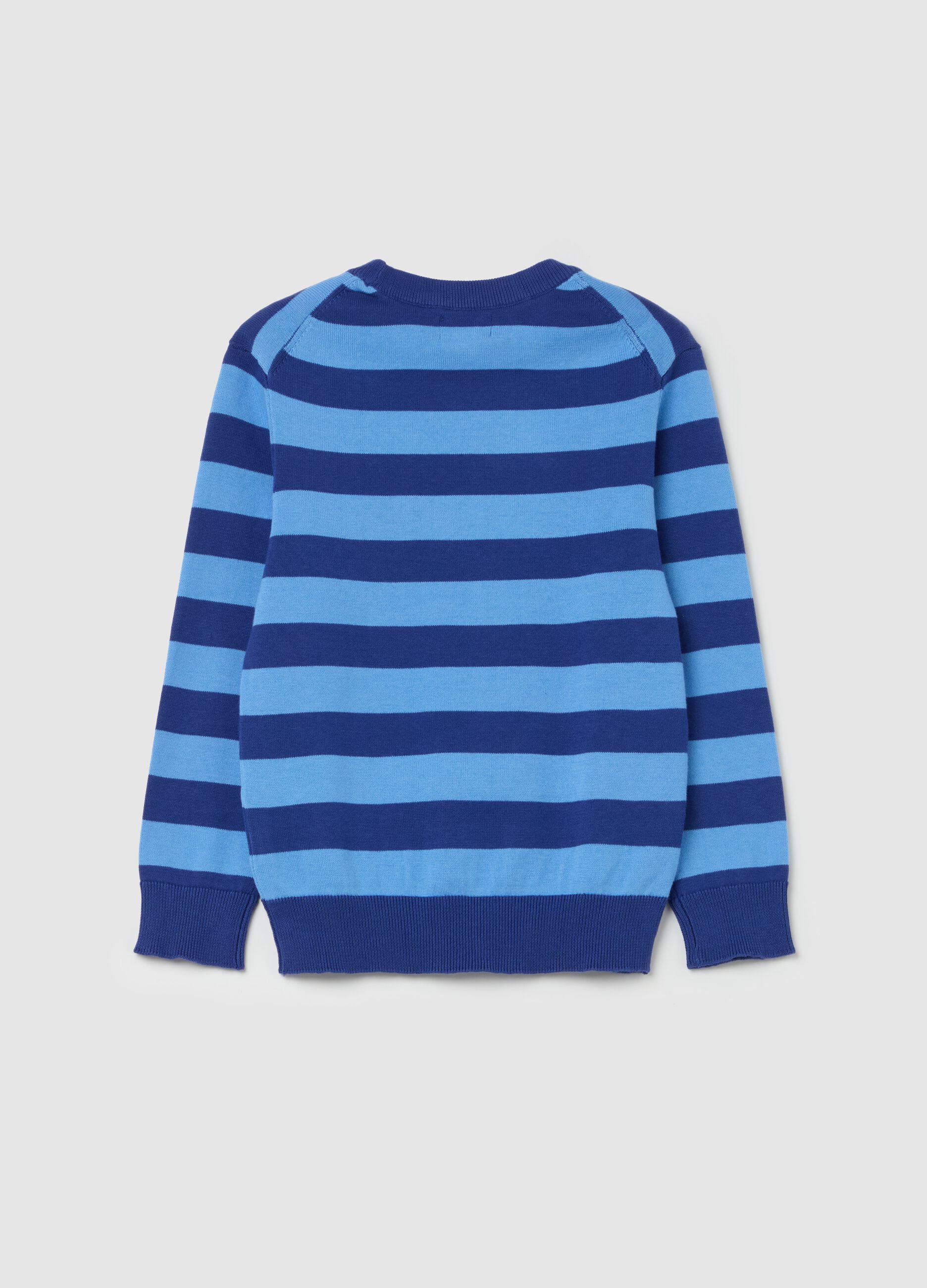 Pullover in cotone a righe con ricamo logo 