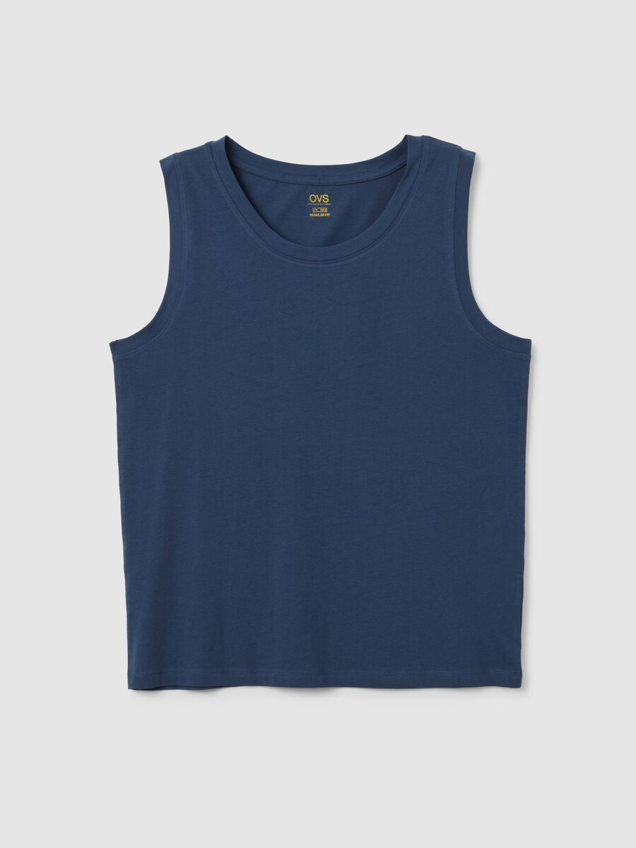 Men's Regular Fit Blue Pure Cotton Vest_0