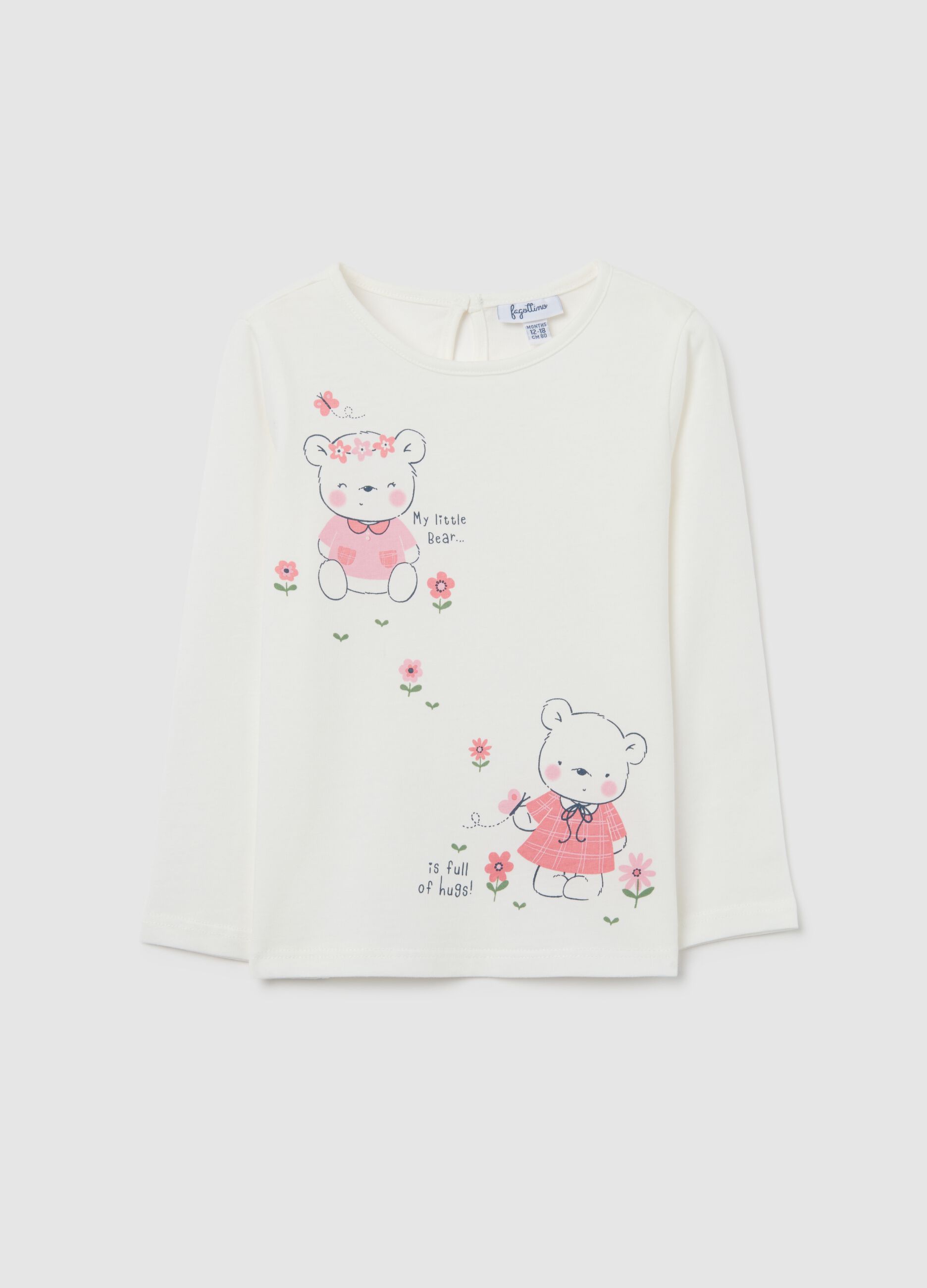 Long-sleeve white cotton t-shirt