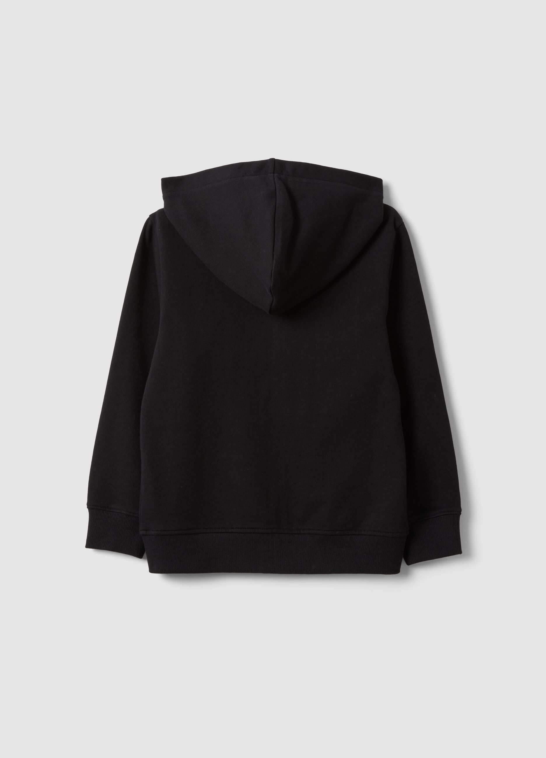 Felpa nera con cappuccio in puro cotone organico per bambino regular fit