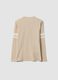 T-shirt beige in puro cotone organico con stampa college per ragazzo_1