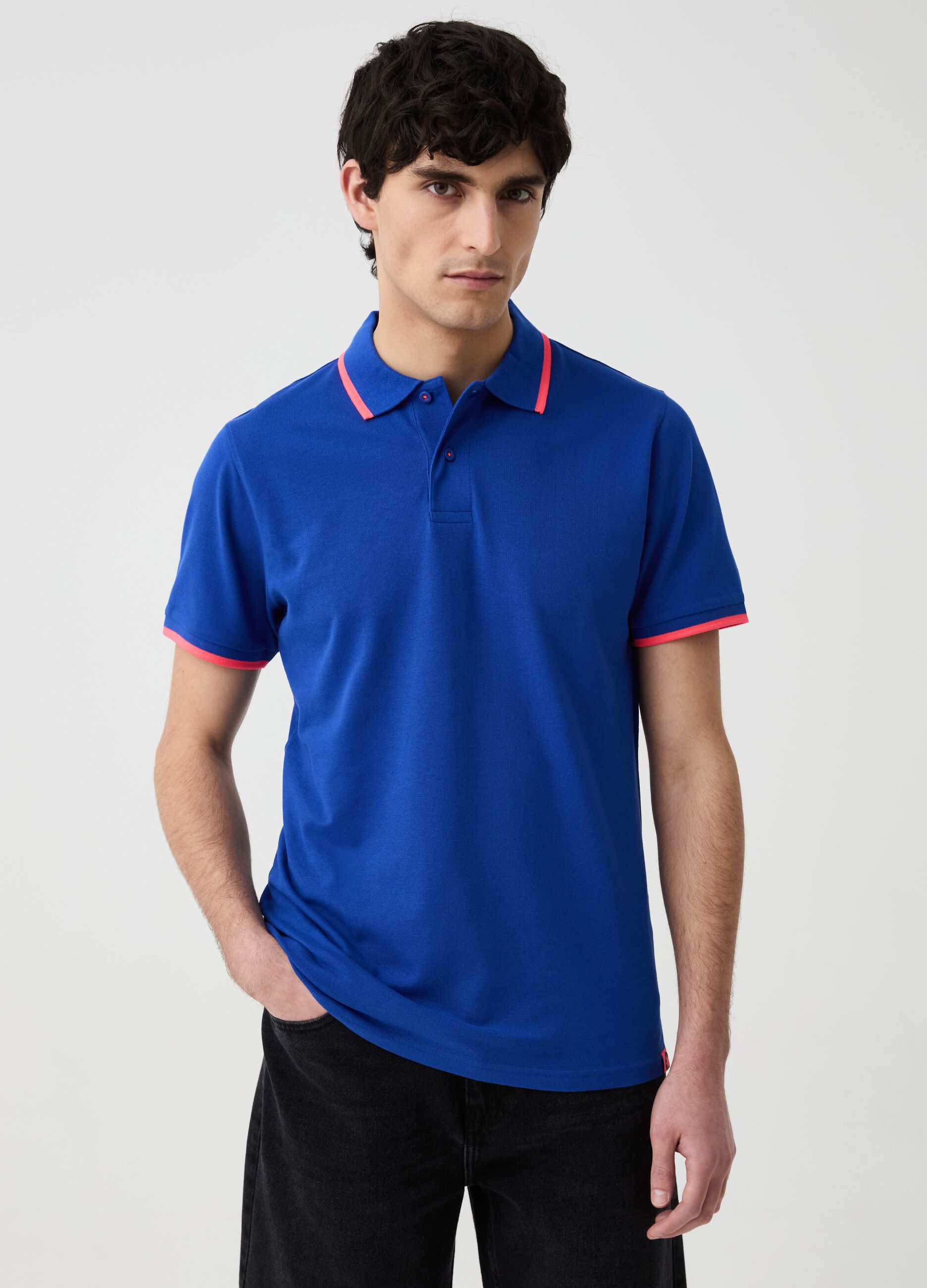 Ovs Polo tinta unita con profili fluo