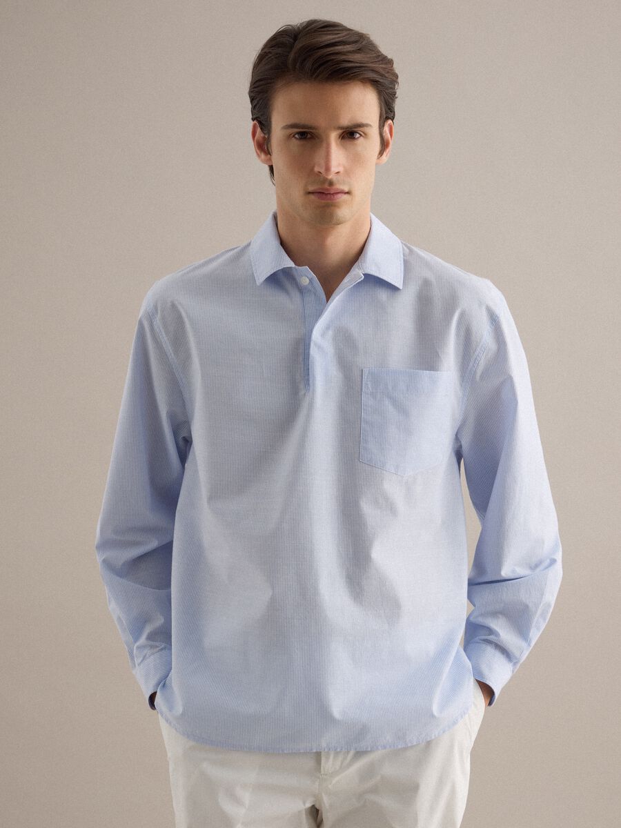 Camicia a maniche corte in puro cotone a righe multicolor regular fit_1