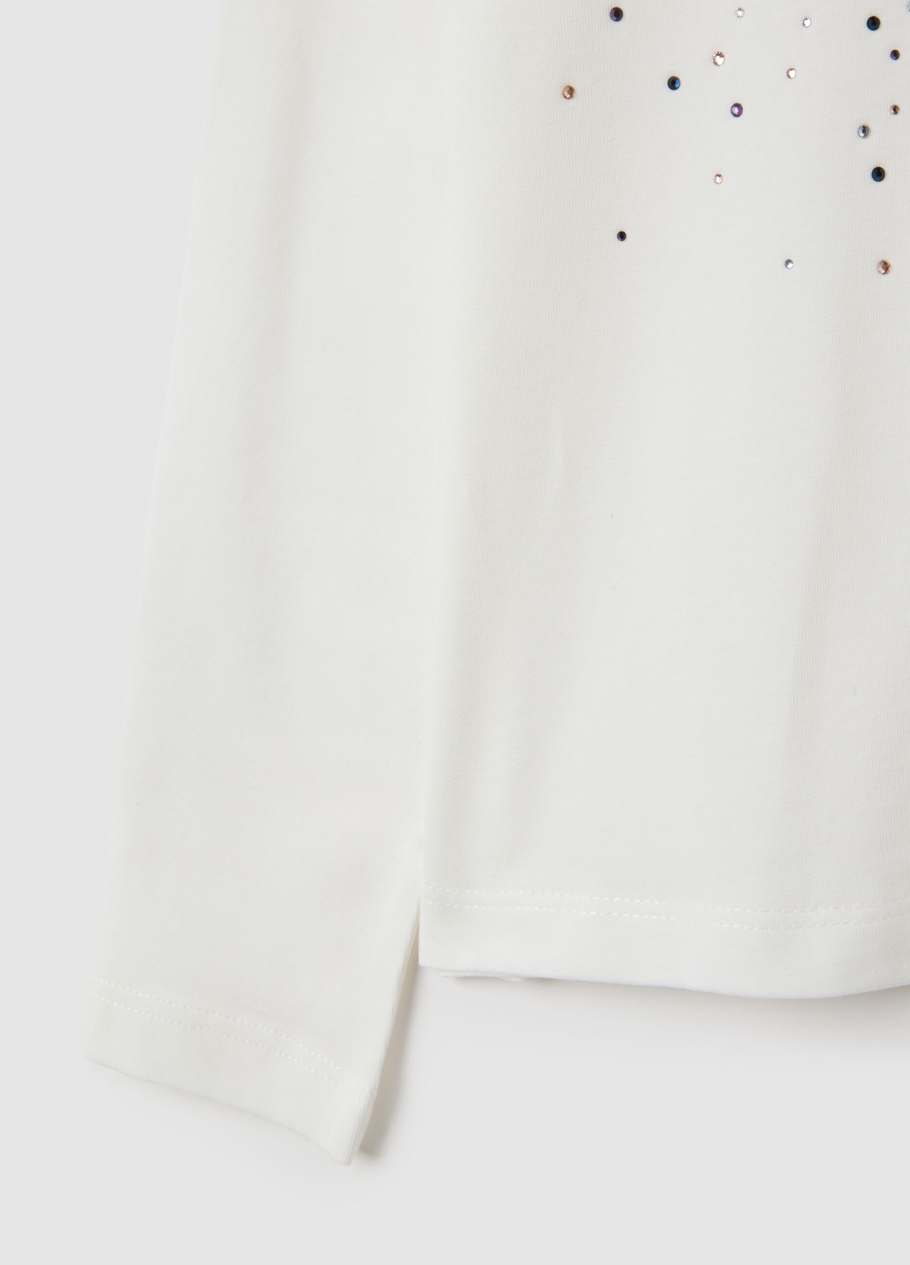 Girl's white cotton top with rhinestones