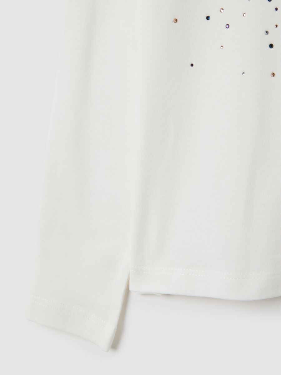 Girl's white cotton top with rhinestones_3