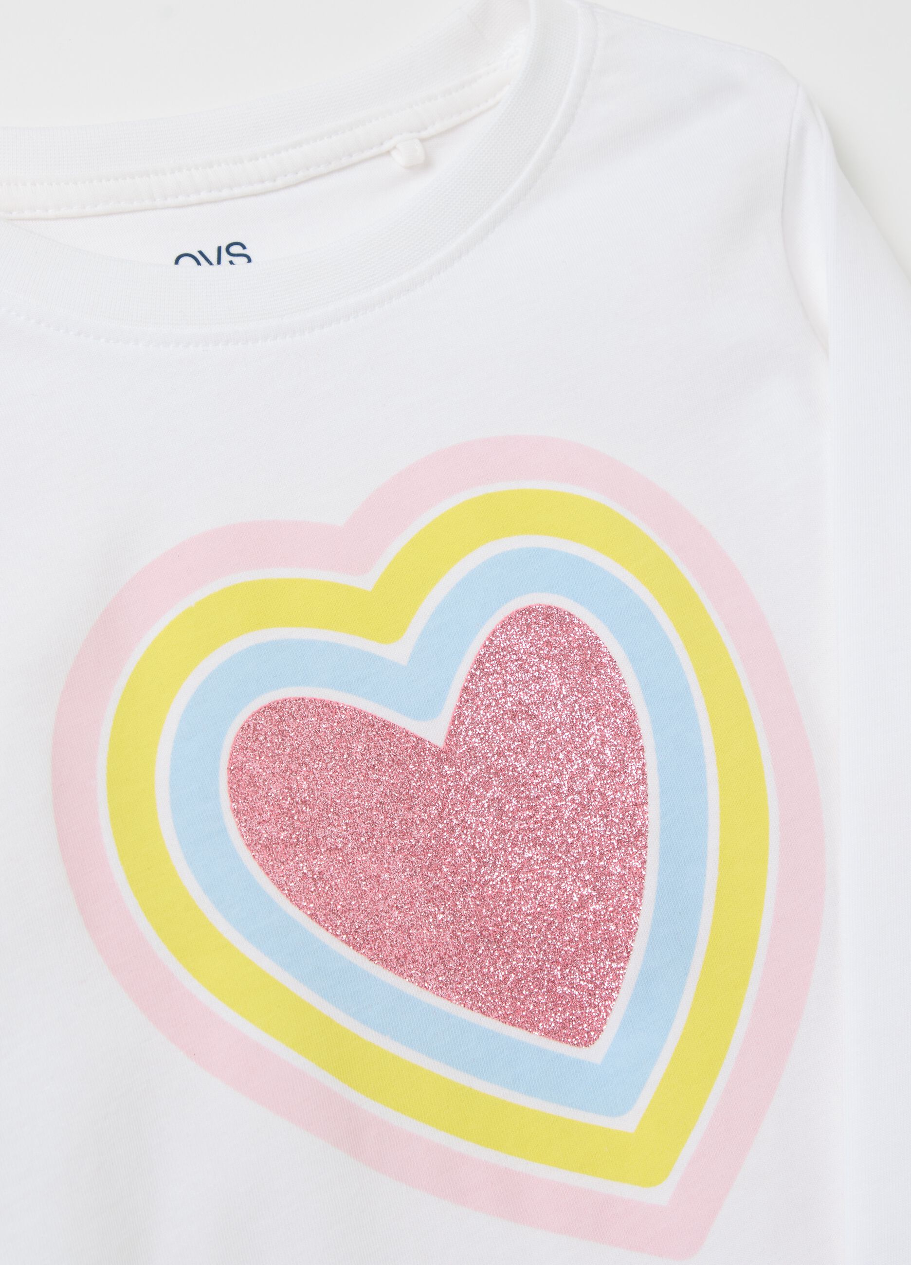 Long-sleeved T-shirt with glitter print