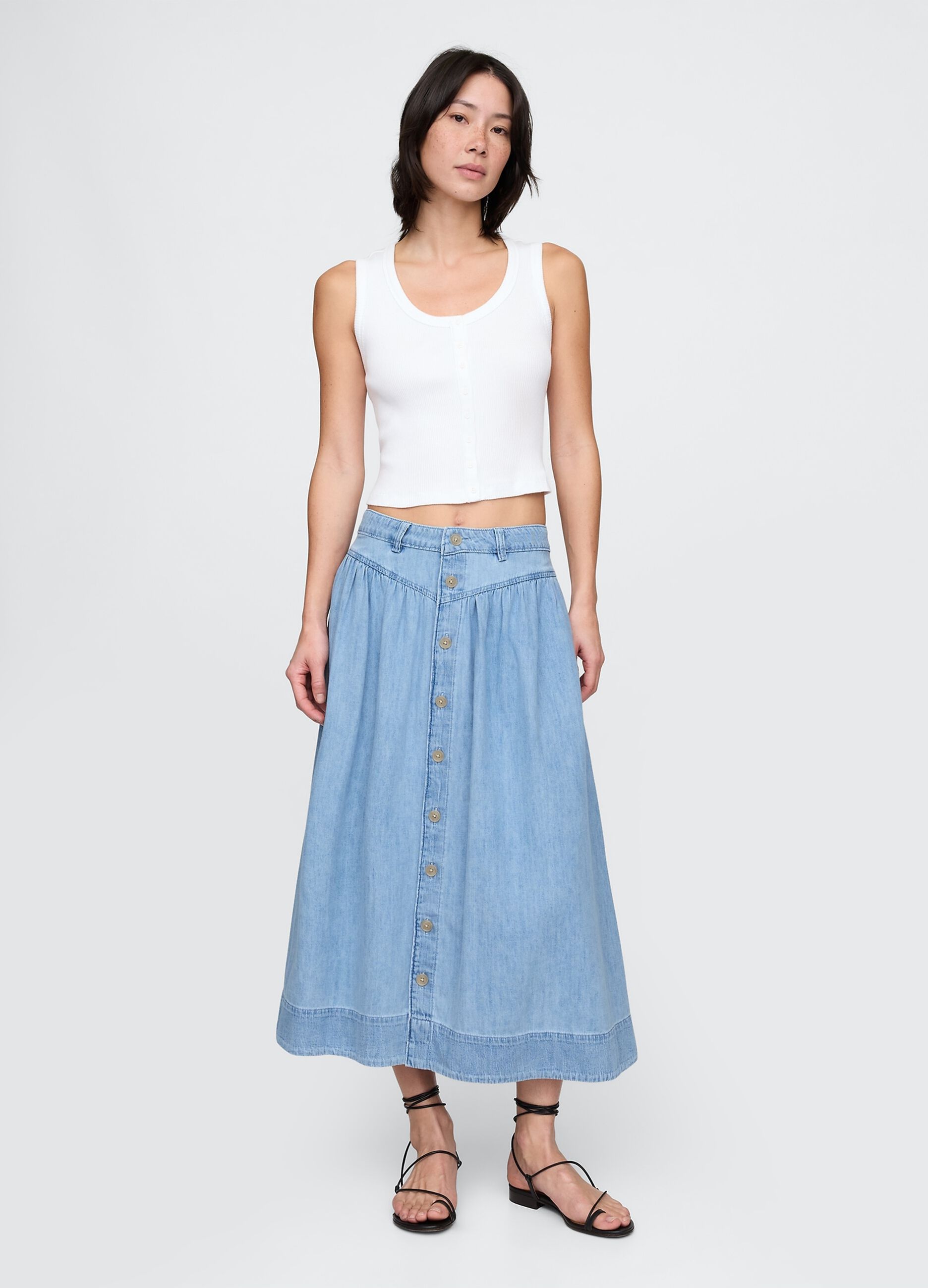 Long denim skirt