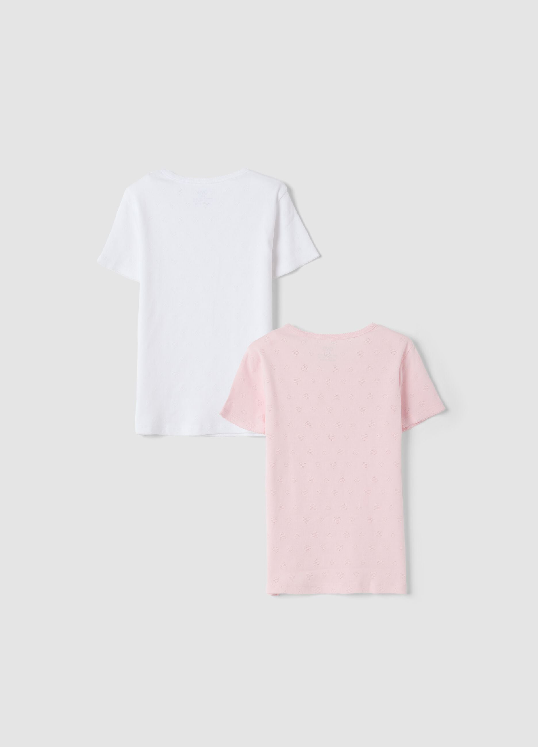 Bipack t-shirt rosa e bianca in puro cotone organico girocollo