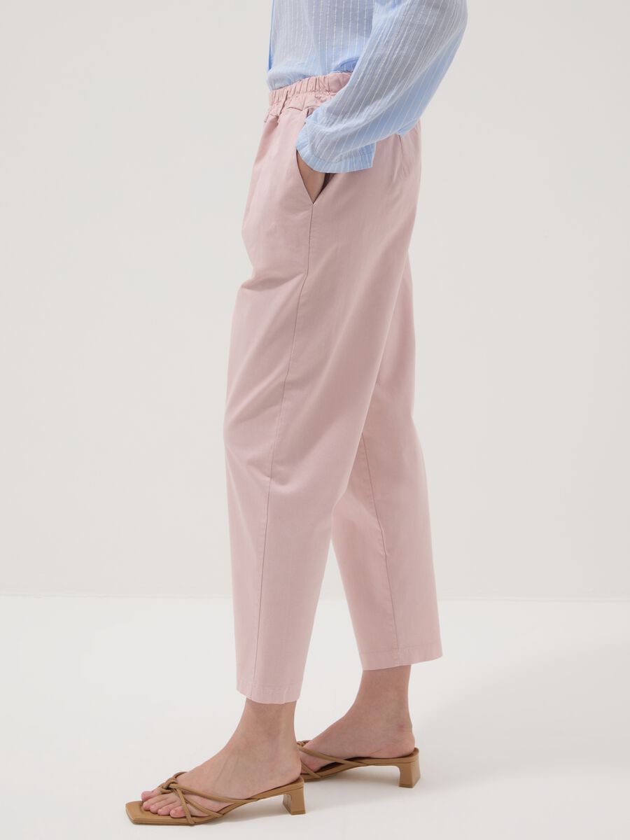 Pink regular-fit stretch cotton trousers_3