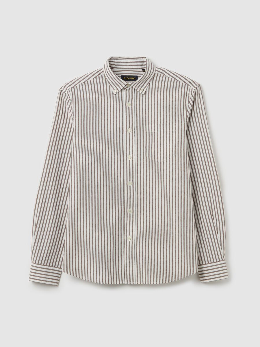 Striped regular-fit shirt in cotton and linen_4