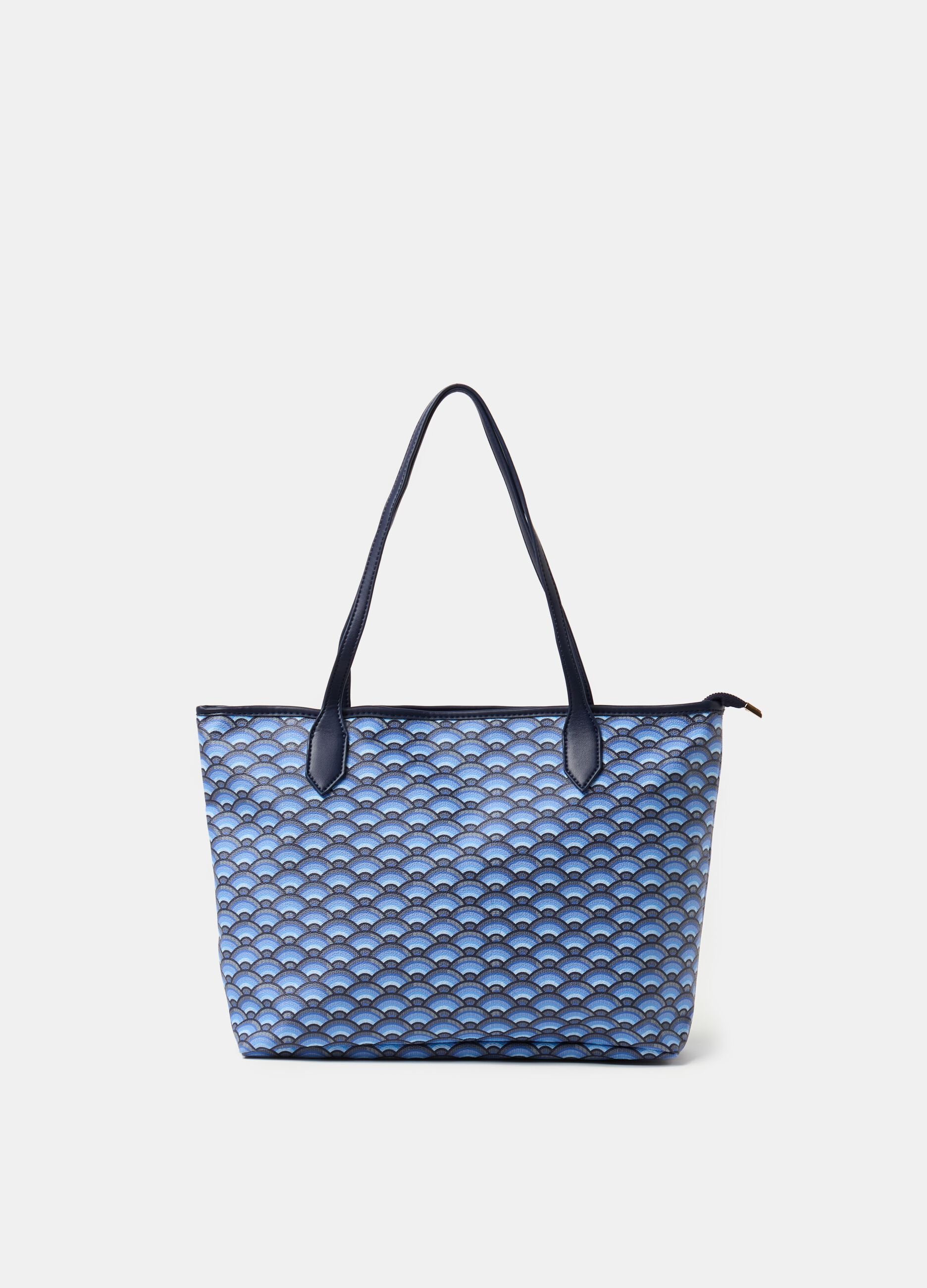 Borsa shopper con stampa geometrica