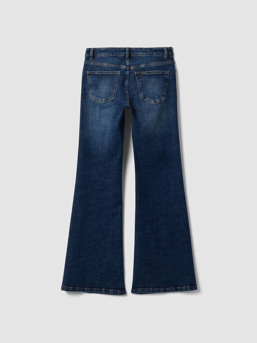 Blue bootcut stretch-cotton denim jeans_2