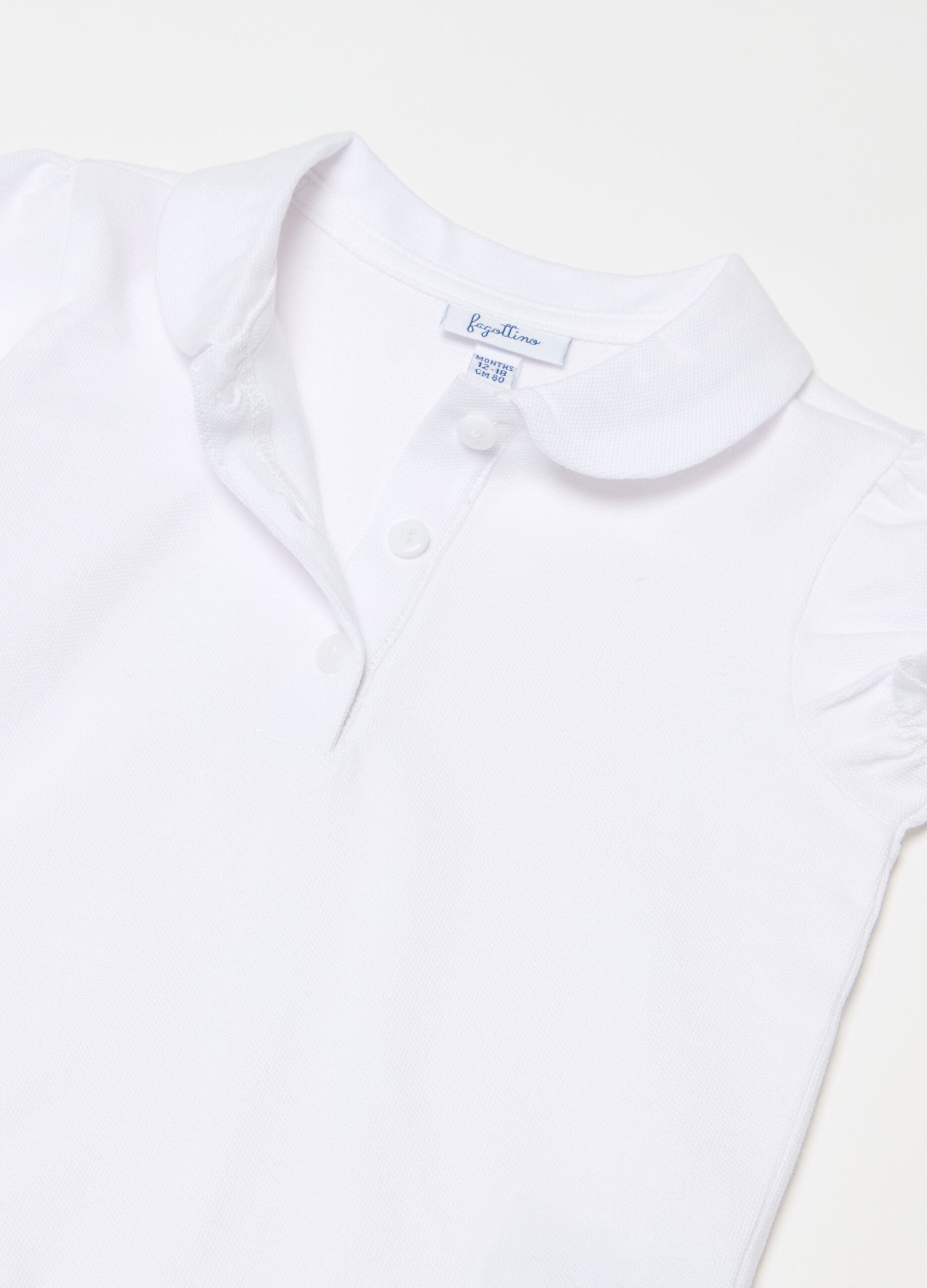 Cotton polo shirt with frills