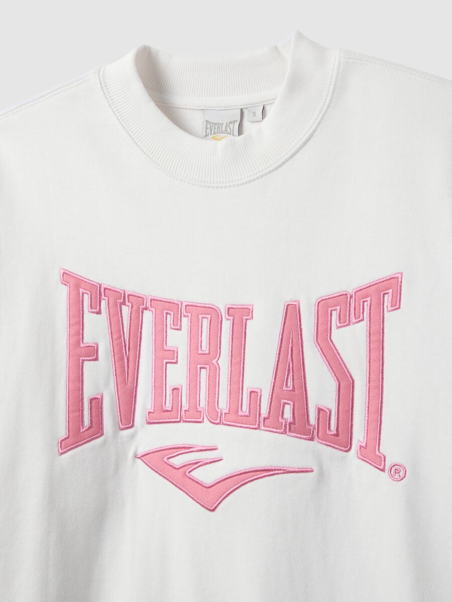 White cotton blend regular fit sweatshirt with Everlast logo_5