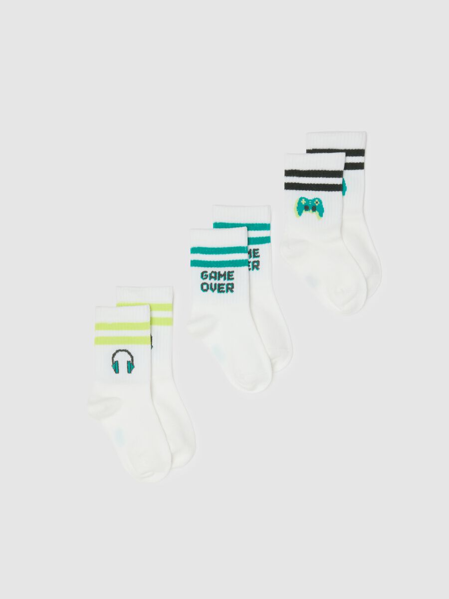 Children's multi-coloured stretch cotton short sock tripack_0