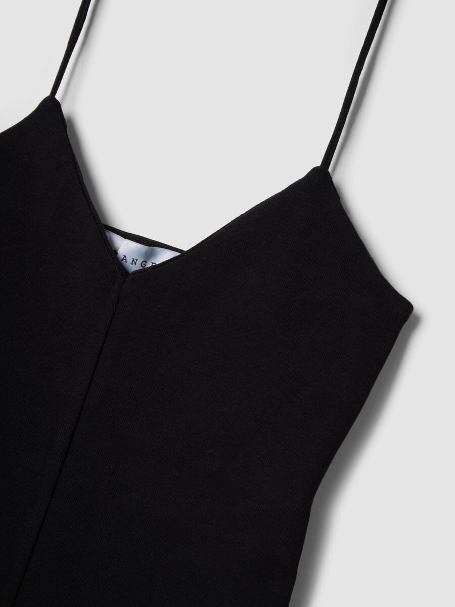 Black organic cotton tank top with thin straps_5