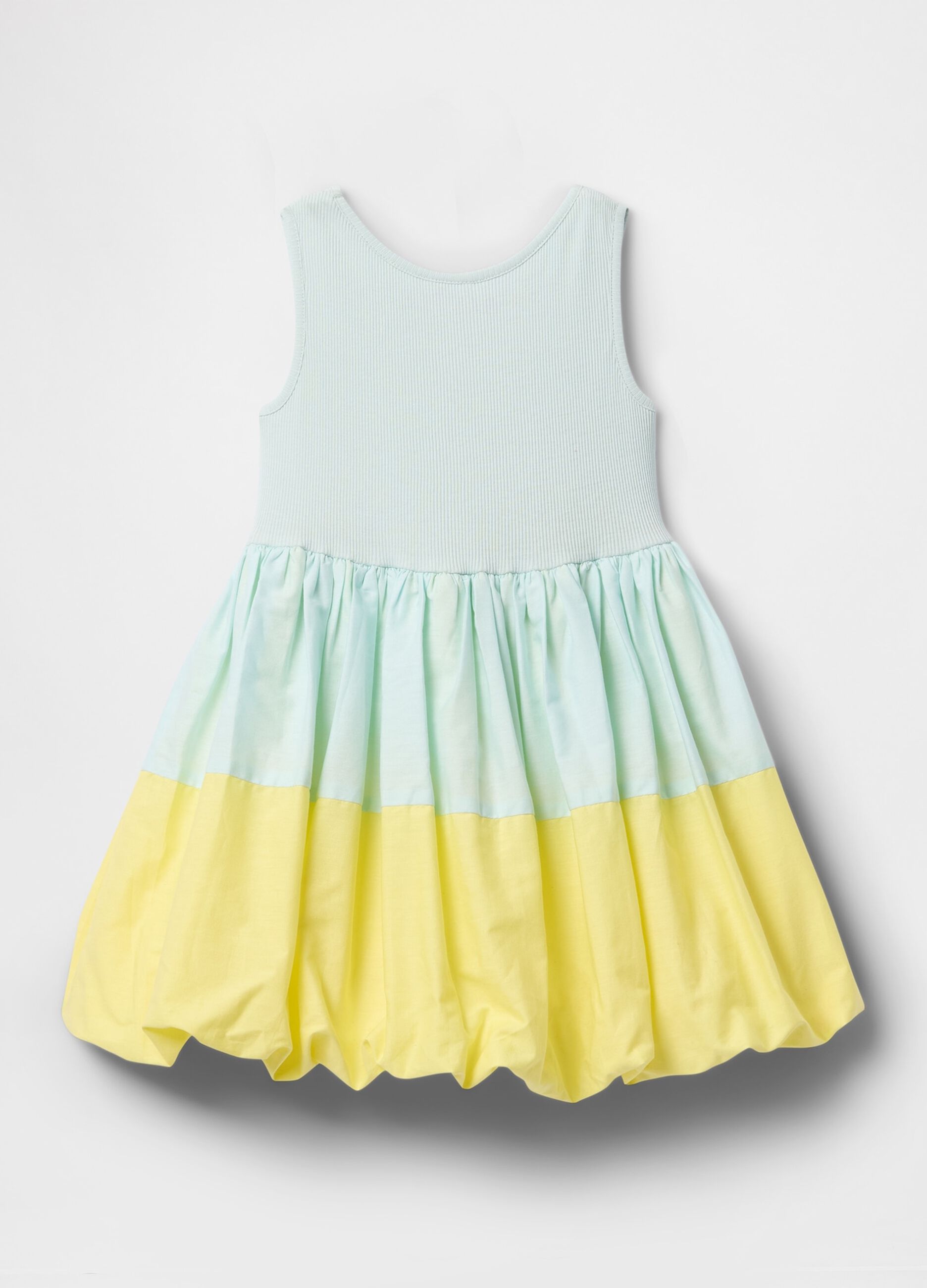 Two-tone green and yellow summer dress for girls
