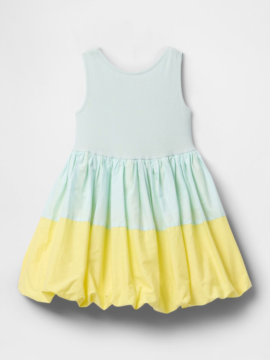 Two-tone green and yellow summer dress for girls_1