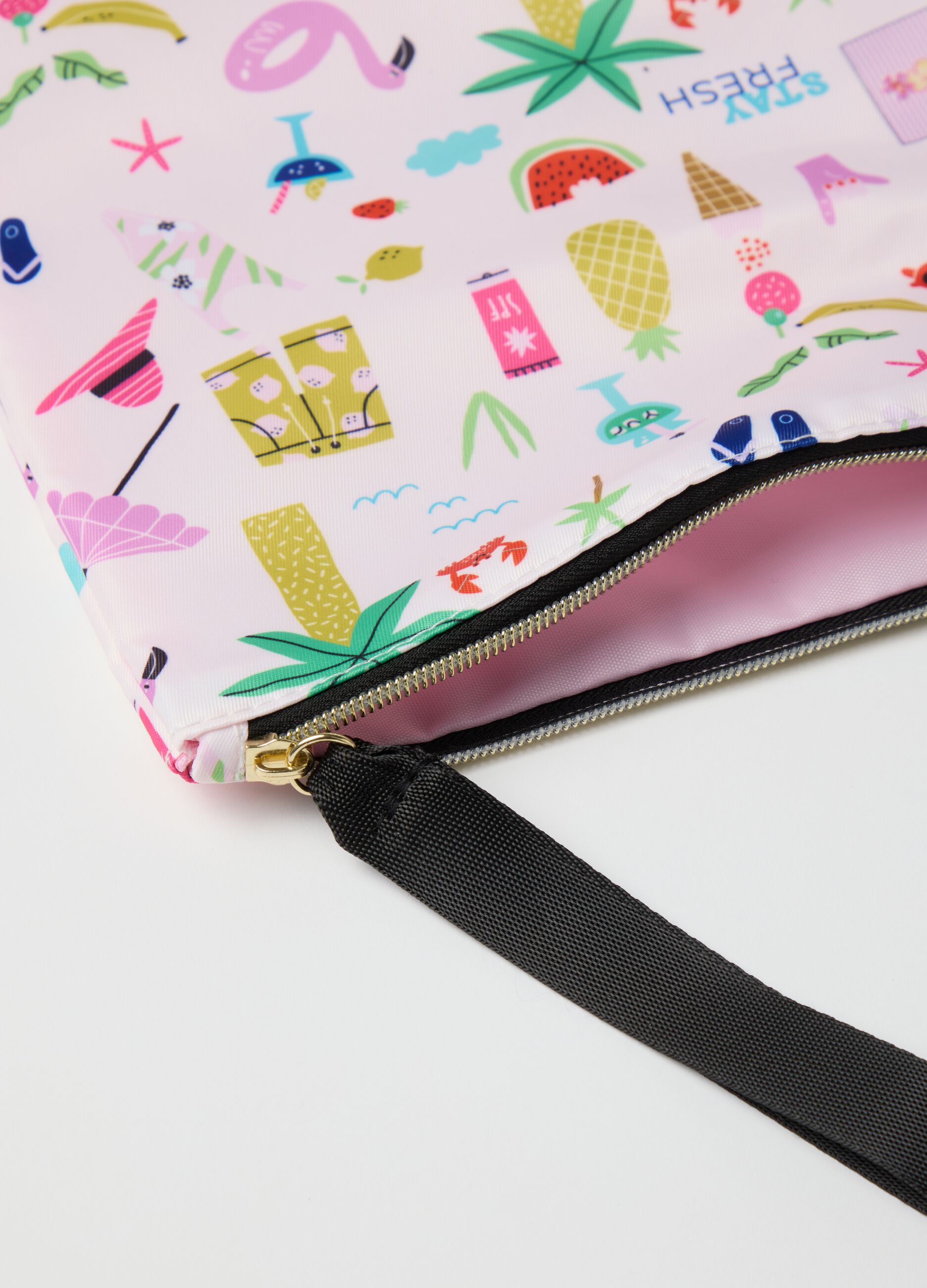 Pochette da donna in misto con fantasie estive multicolor