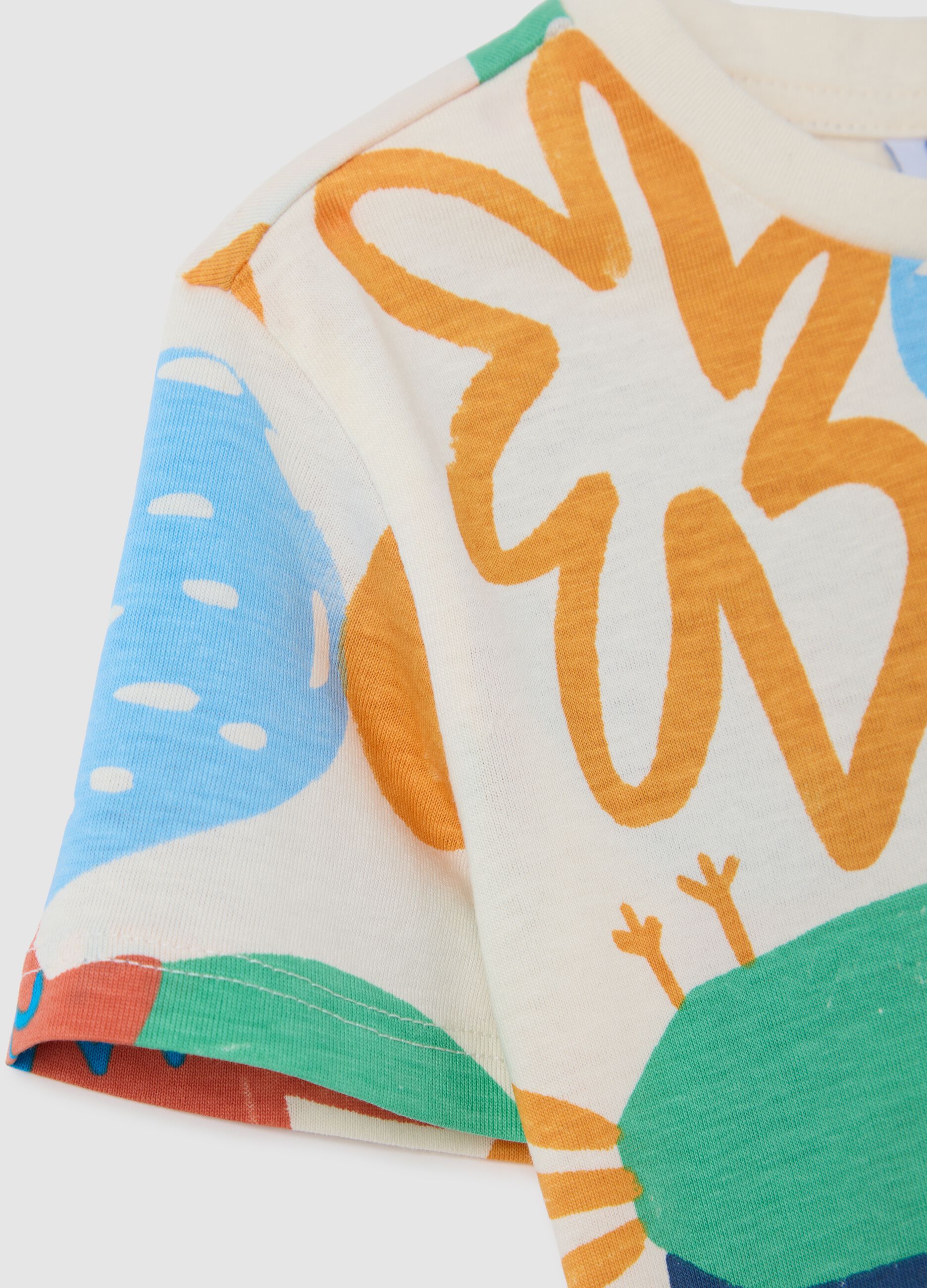 T-shirt da bambino in puro cotone multicolor regular fit con stampa