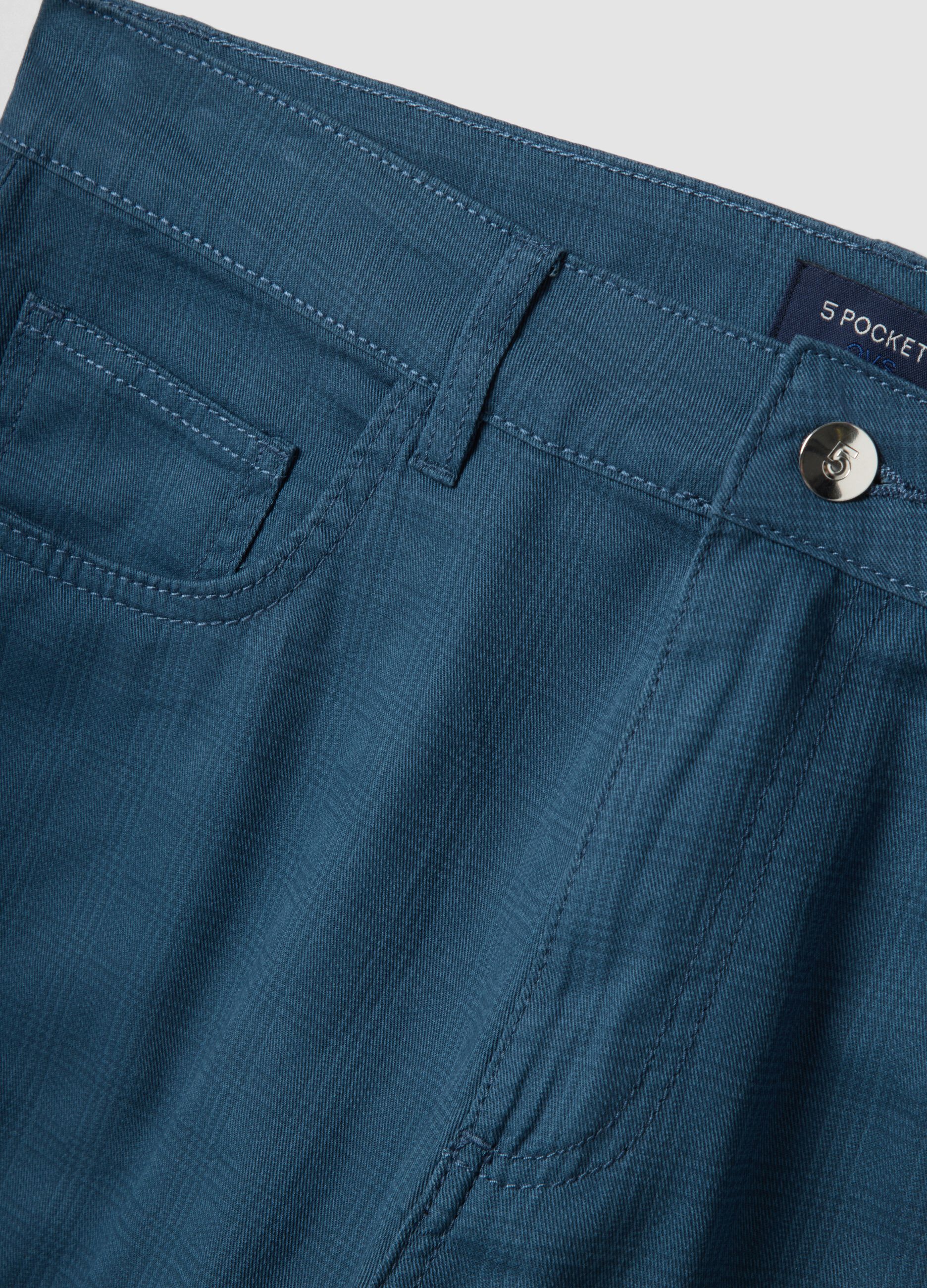 Blue pure cotton regular-fit Bermuda shorts