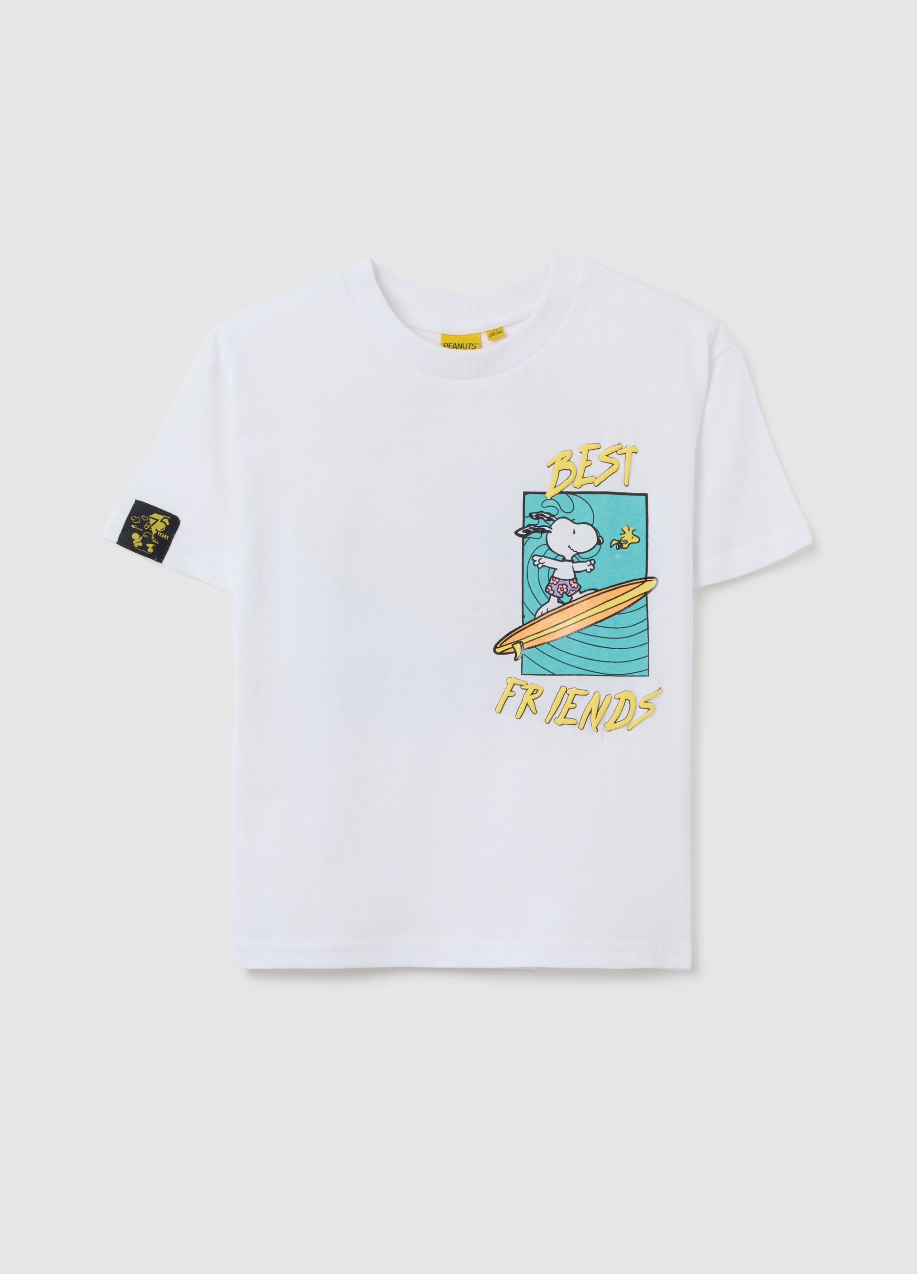 Children's white pure cotton T-shirt regular fit with print