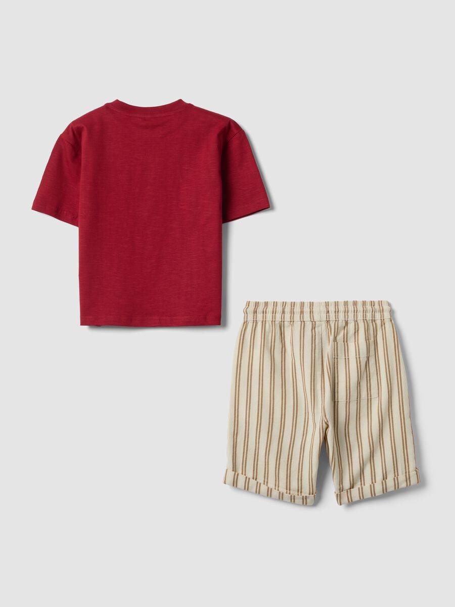 Red pure cotton set with T-shirt and shorts_1
