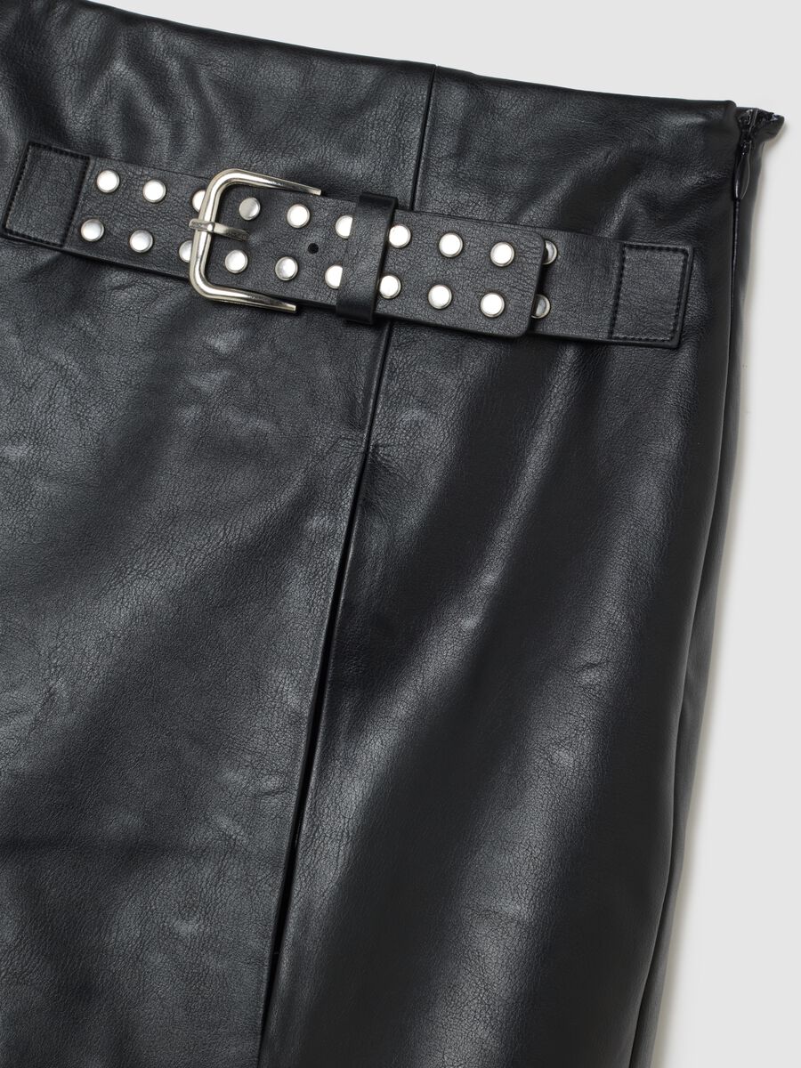 Black regular fit mini skirt with zip_6