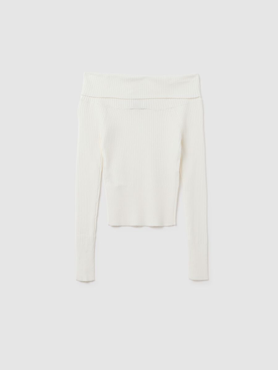 Girls' fitted white viscose blend top_4