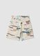 Beige pure cotton shorts with all-over print_1