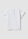 White stretch cotton T-shirt with short ruffle sleeves for baby girl, regular fit_1