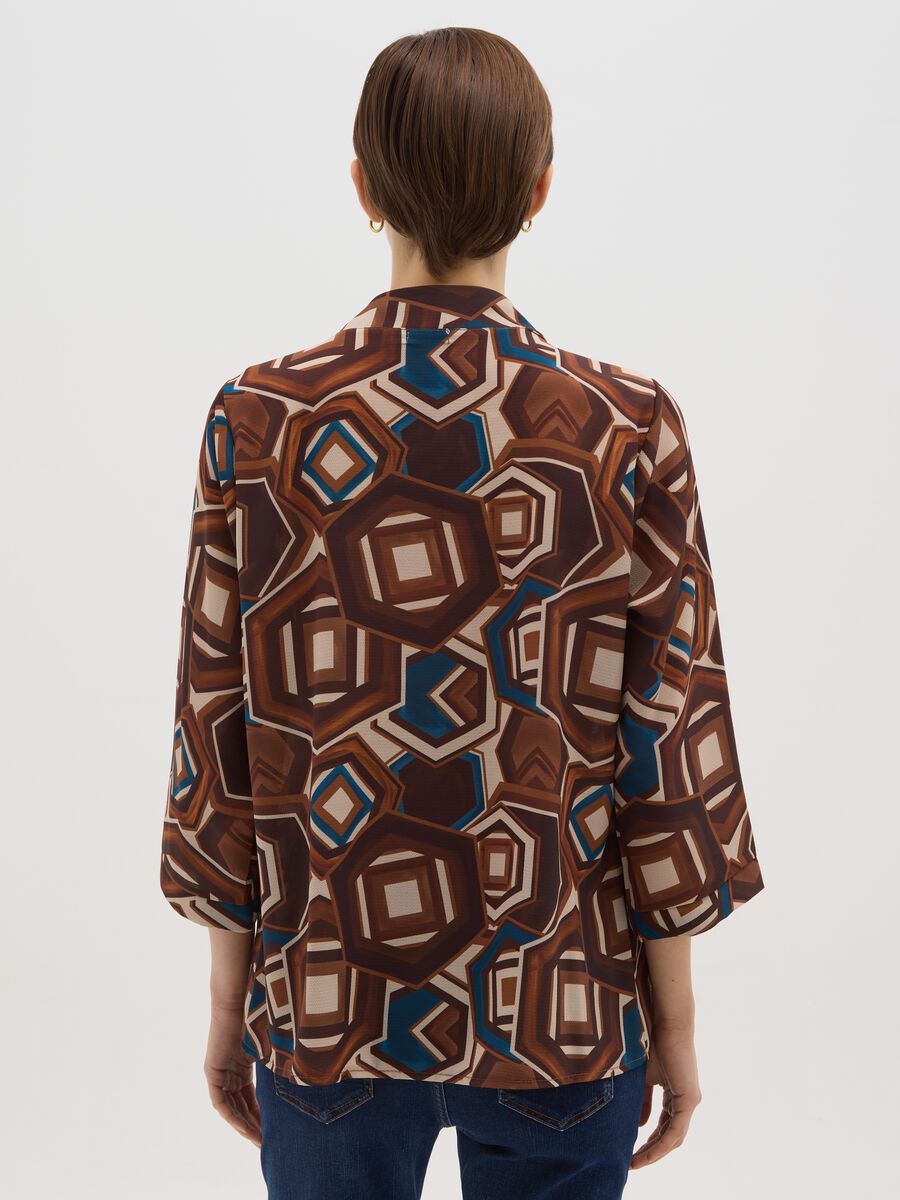 Maglia a maniche lunghe multicolor regular fit con fantasia geometrica_2