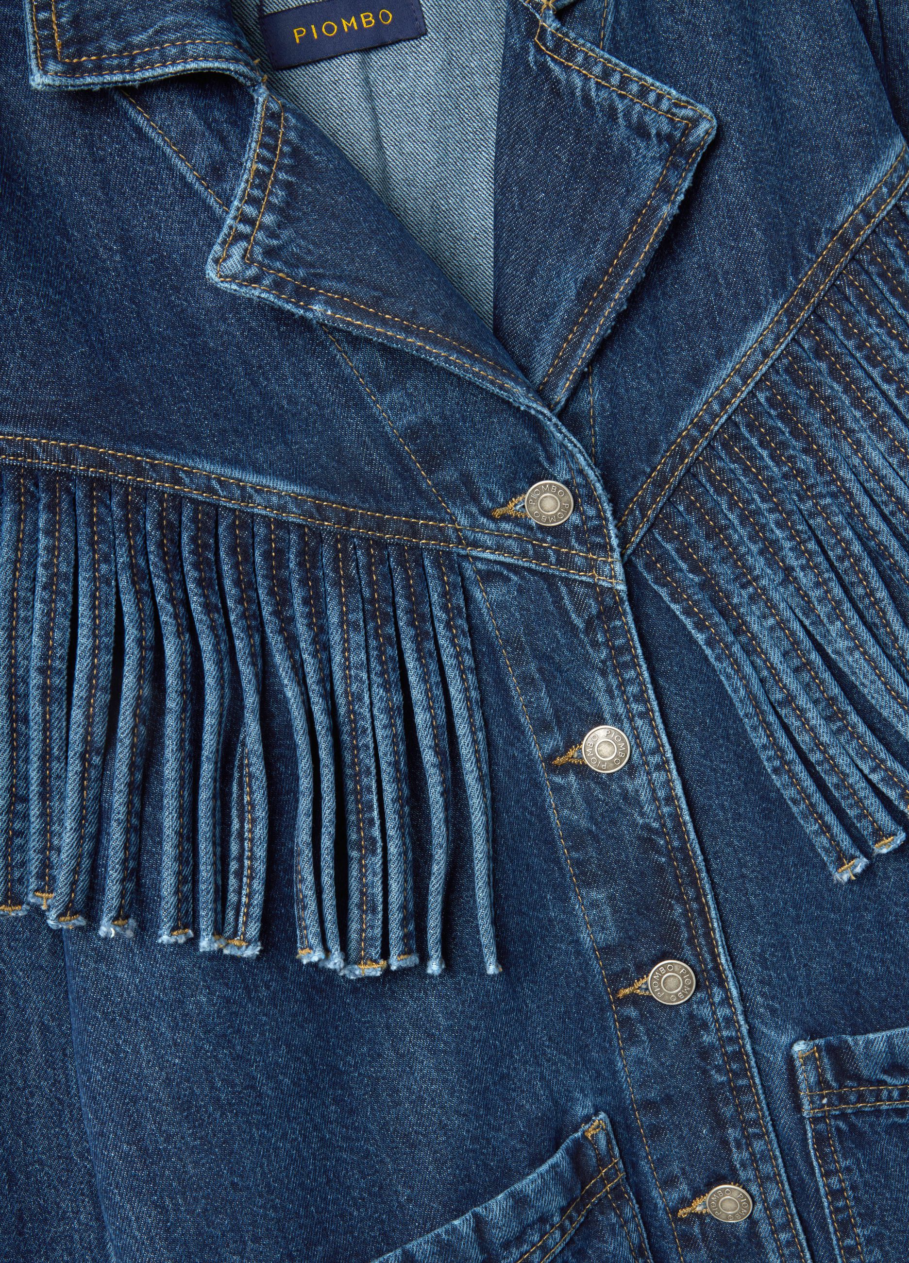 Pure cotton denim jacket regular fit with fringes