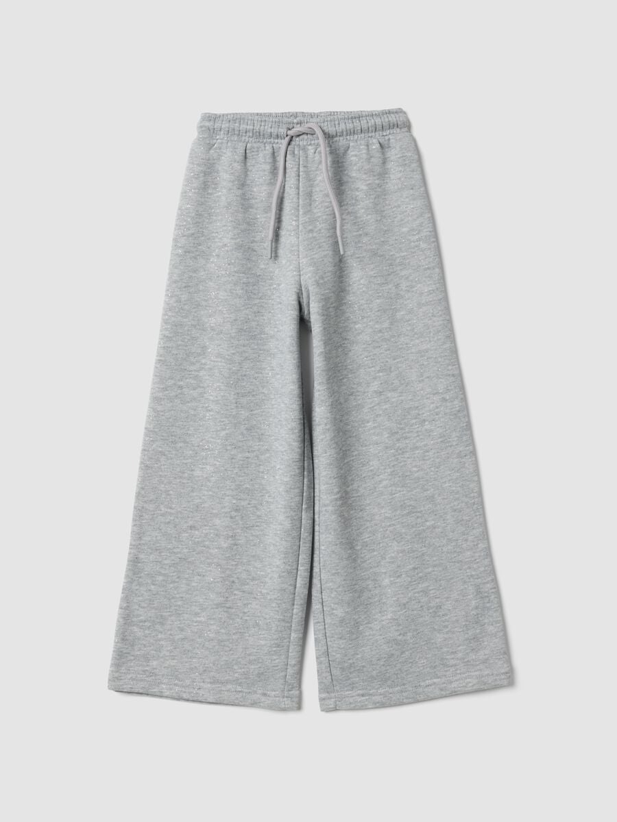 Grey marl wide-leg joggers with elasticated waist_0