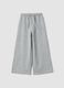 Jogger wide leg grigio melange con vita elasticizzata_0