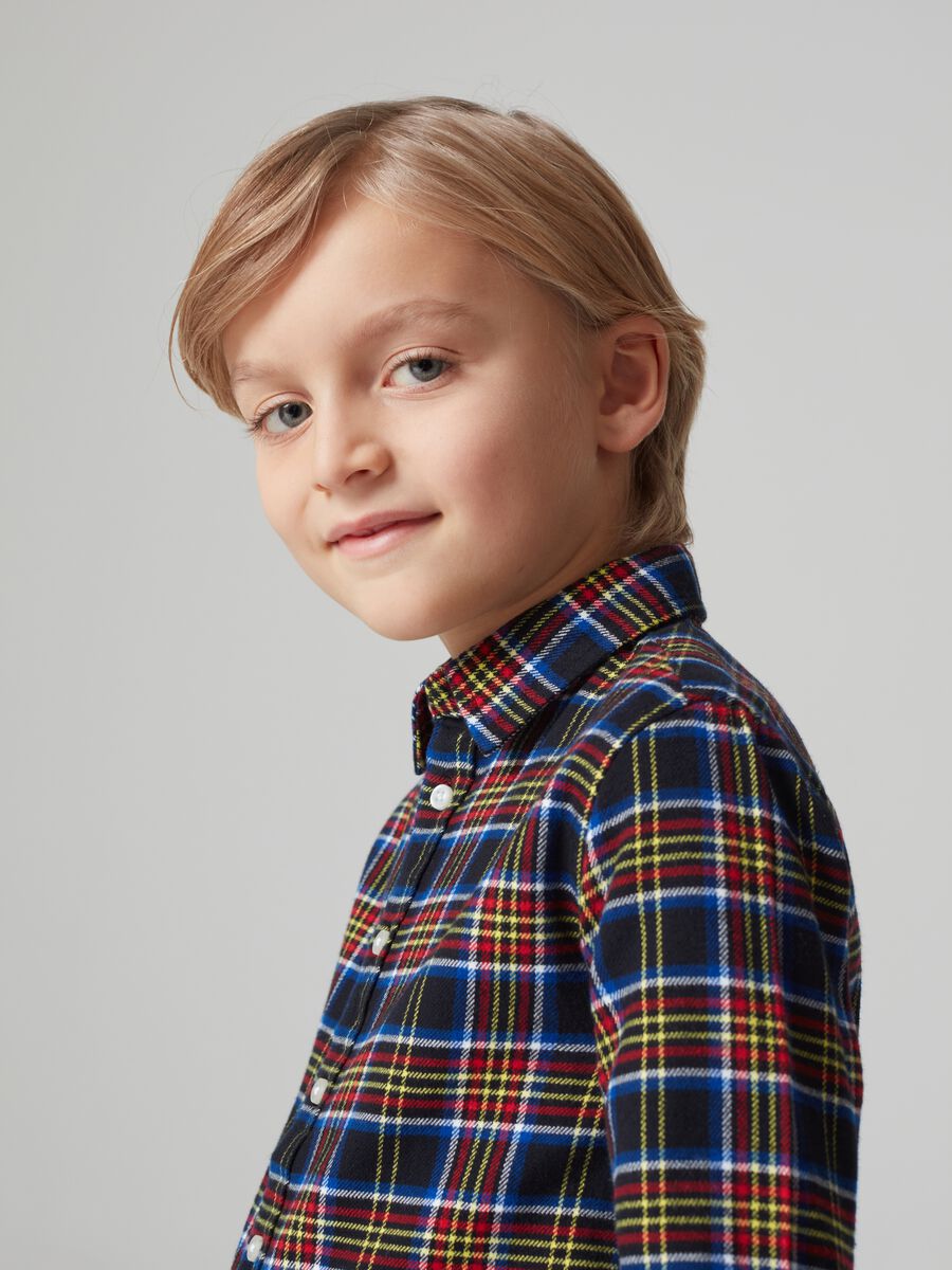 Camicia in cotone fantasia tartan_0
