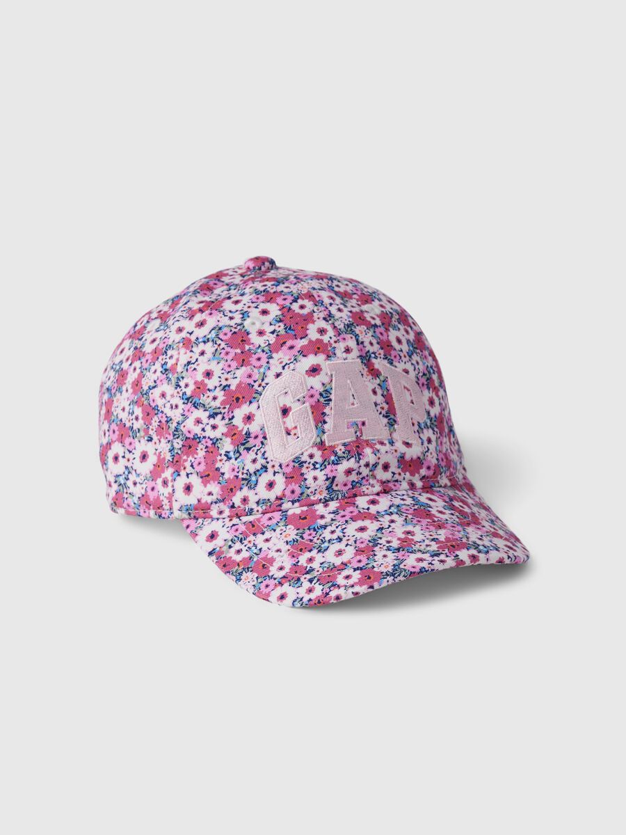 Baseball cap with small flowers and logo embroidery_0