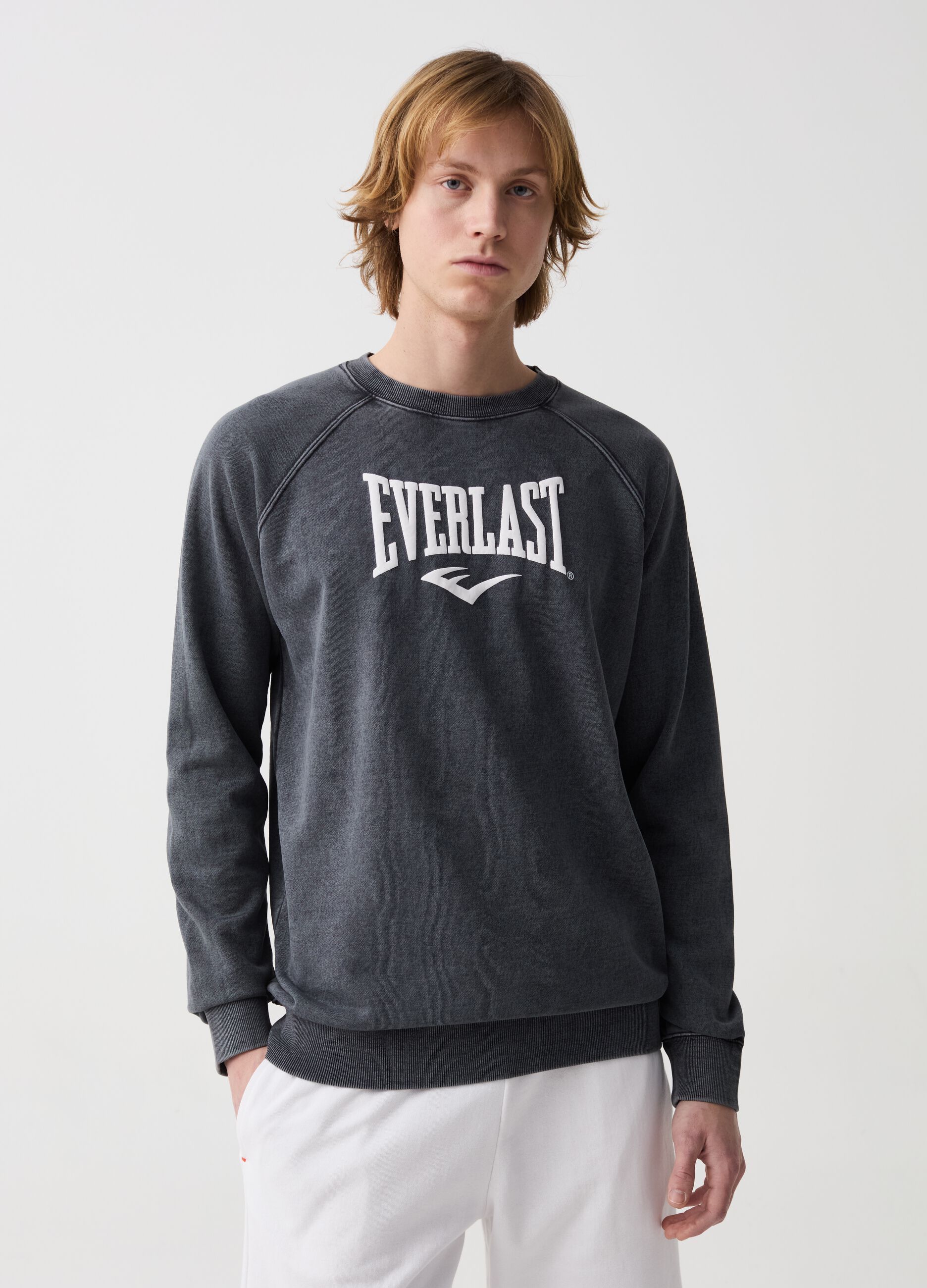 Ovs Felpa girocollo acid wash con stampa logo
