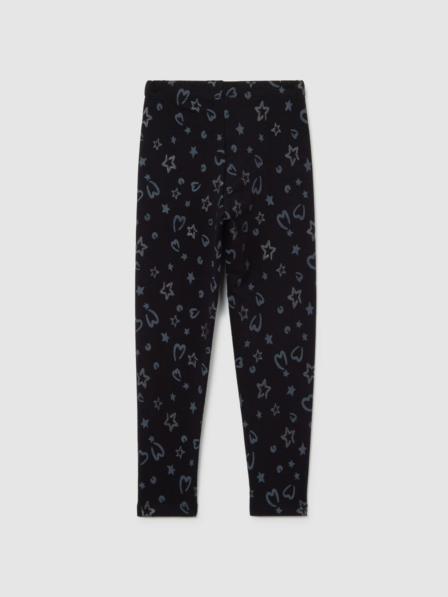 Leggings skinny da bambina in cotone elasticizzato nero_1