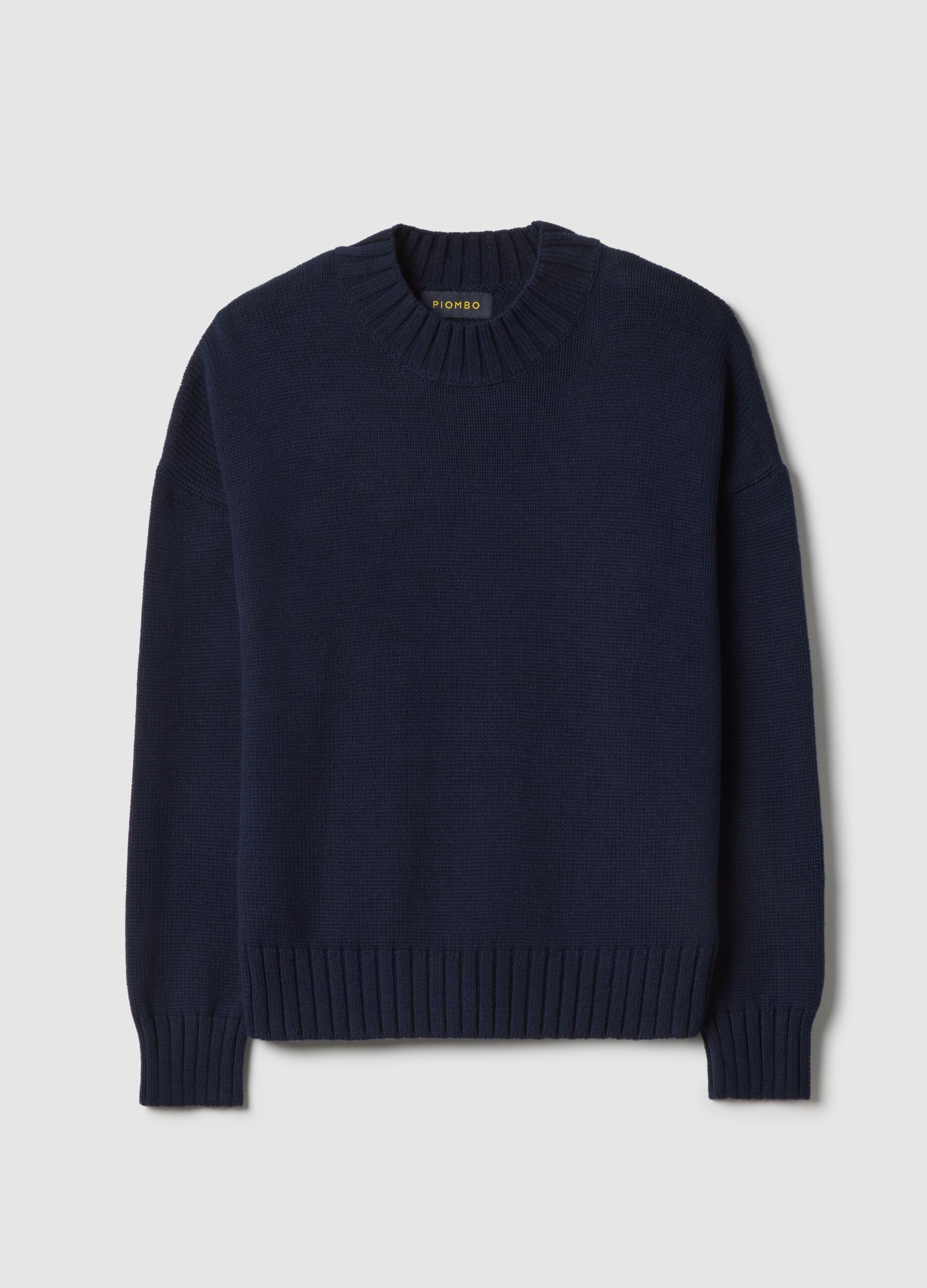 Pure cotton regular fit blue crew neck jumper