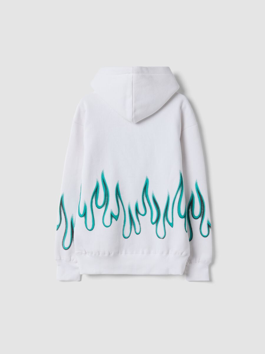 White cotton-blend hoodie with graffiti print_1
