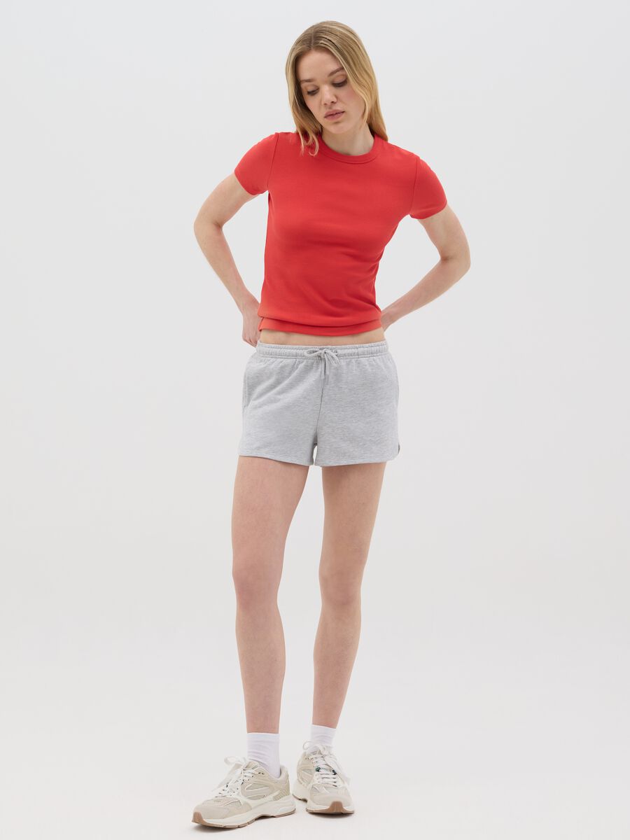 Red short-sleeved stretch cotton T-shirt_1