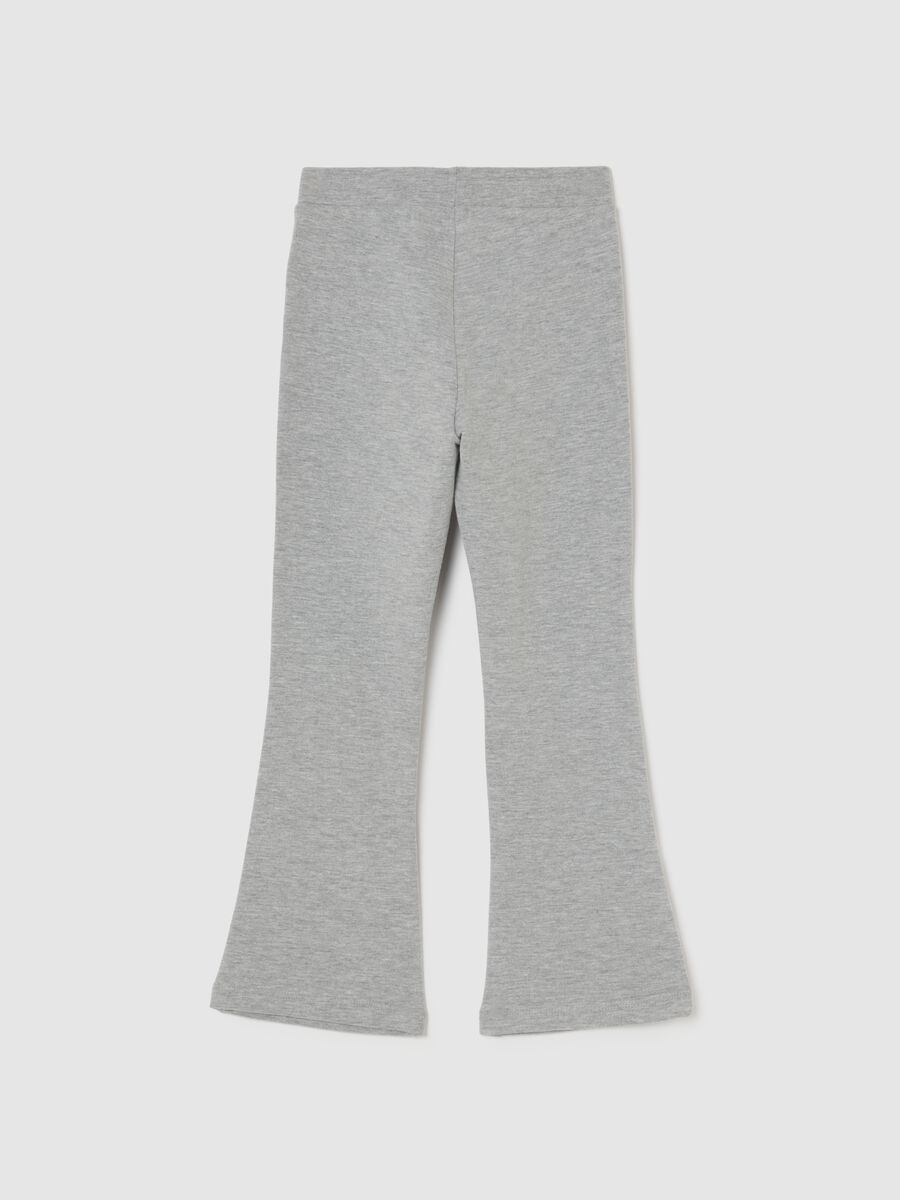 Grey stretch cotton flare leggings for girls_1