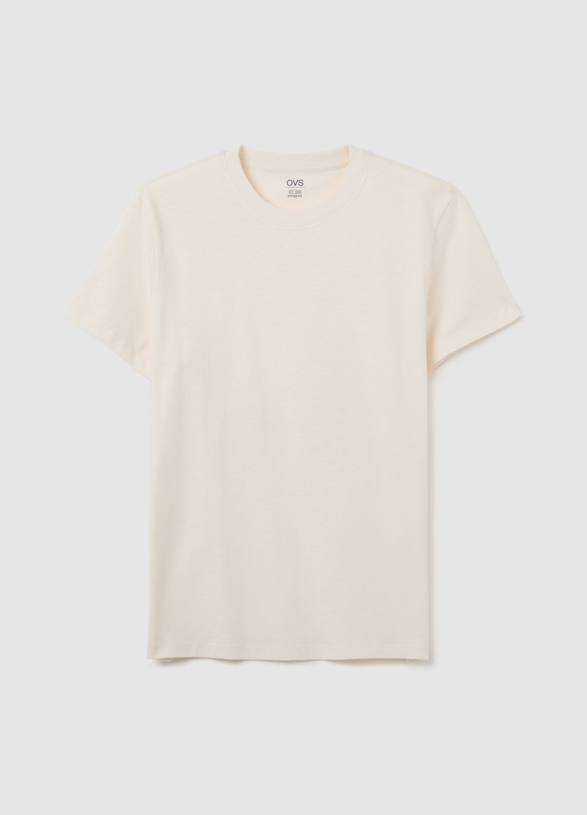 Men's white cotton fitted T-shirt