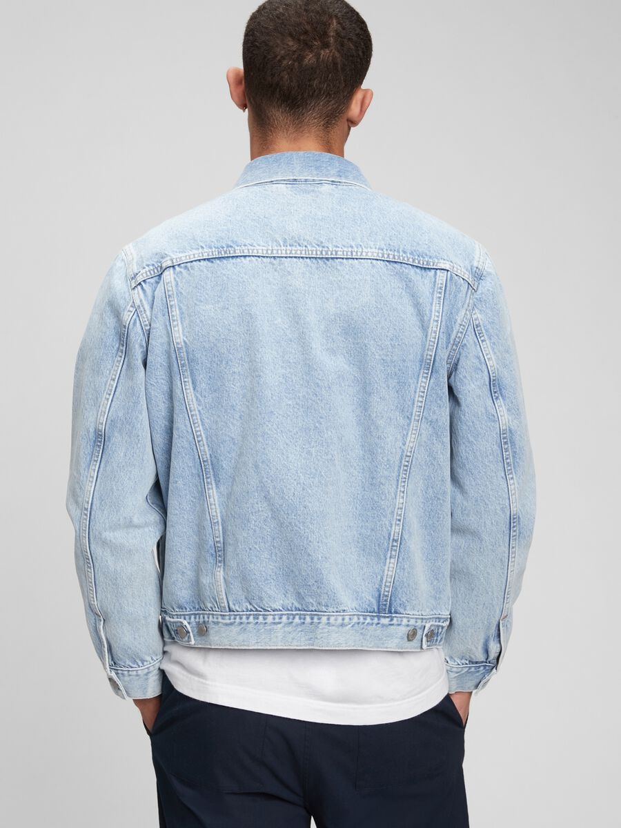 Giacca corta in denim acid wash_1