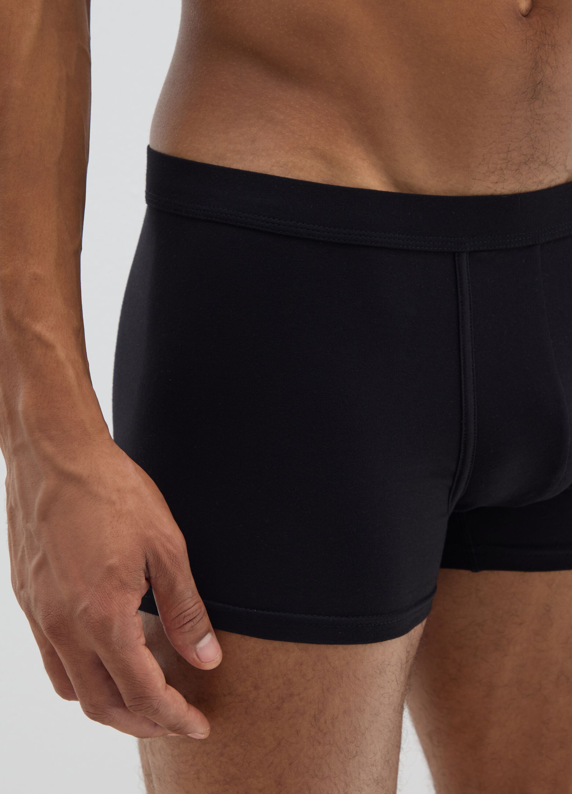 Black stretch cotton boxer twin pack