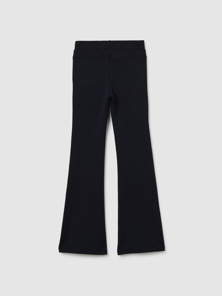 Black Elasticated Flare Trousers_1