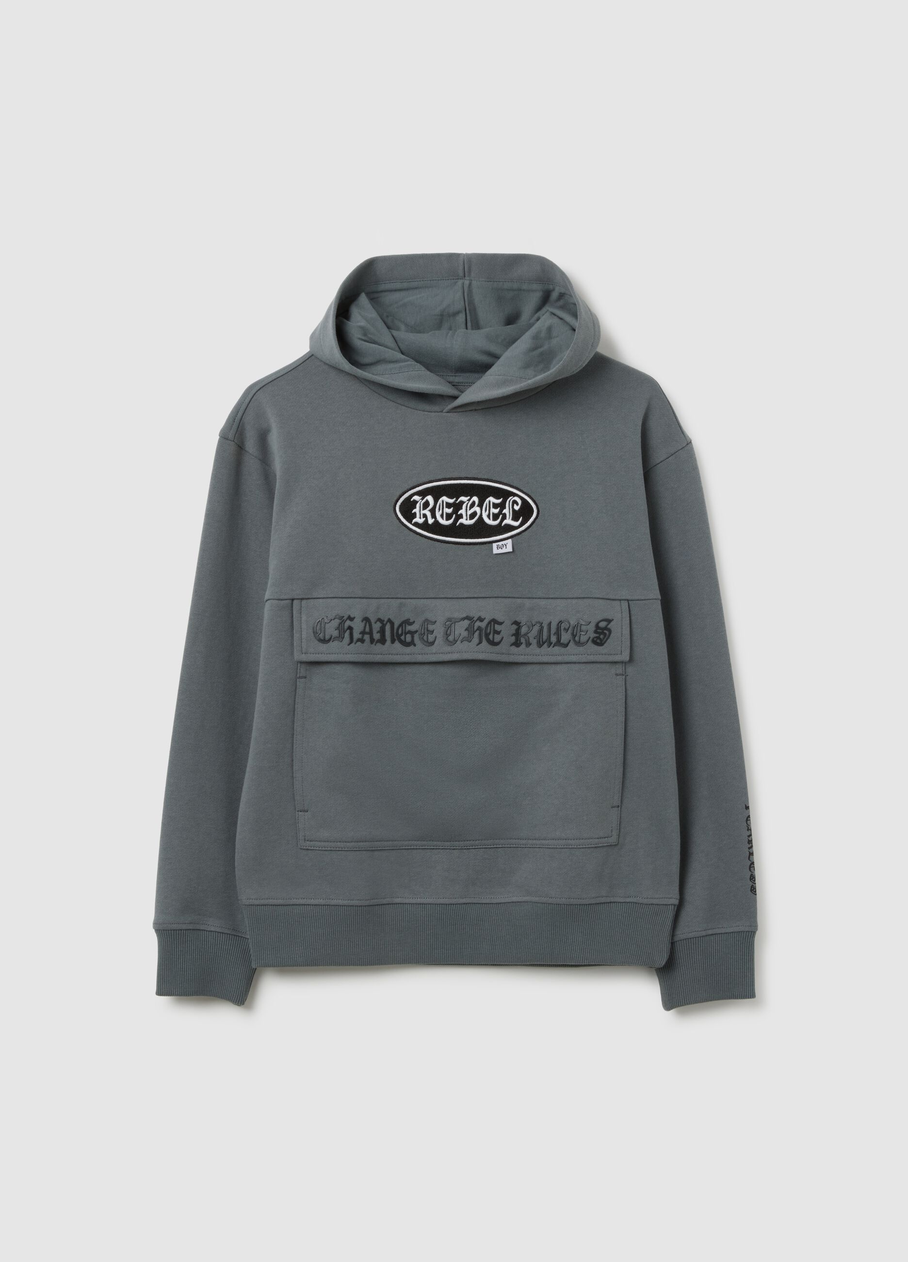 Boy's grey hoodie in pure cotton