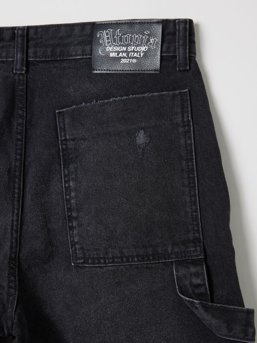 Denim Cargo Shorts Black_6